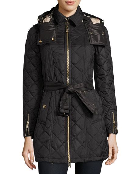 burberry baughton black|Burberry Baughton Quilted Belted Parka Jacket, Black.